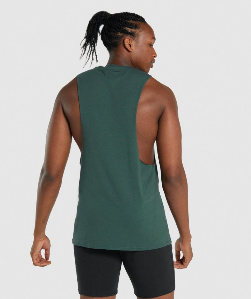 Men's Gymshark Critical 2.0 Drop Arm Tanks Dark Green | NZ 7LOERQ